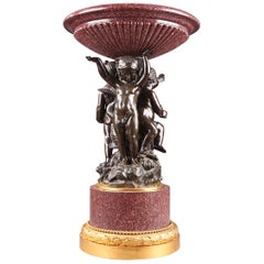 Early 19th Century Cup in Egyptian Porphyry and Bronze with Cupids