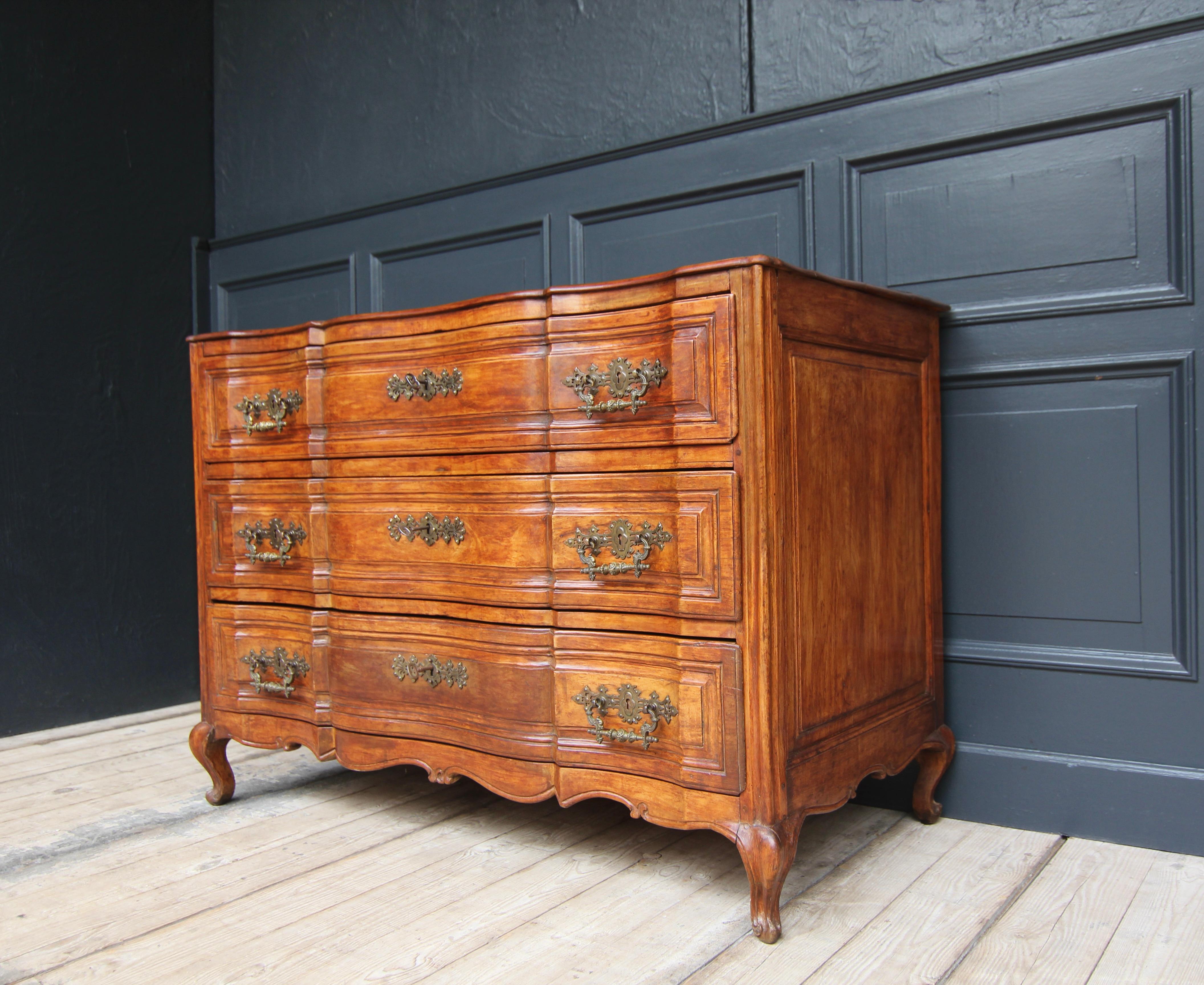 Louis XV Early 19th Century Curved Cherry Wood Chest of Drawers For Sale