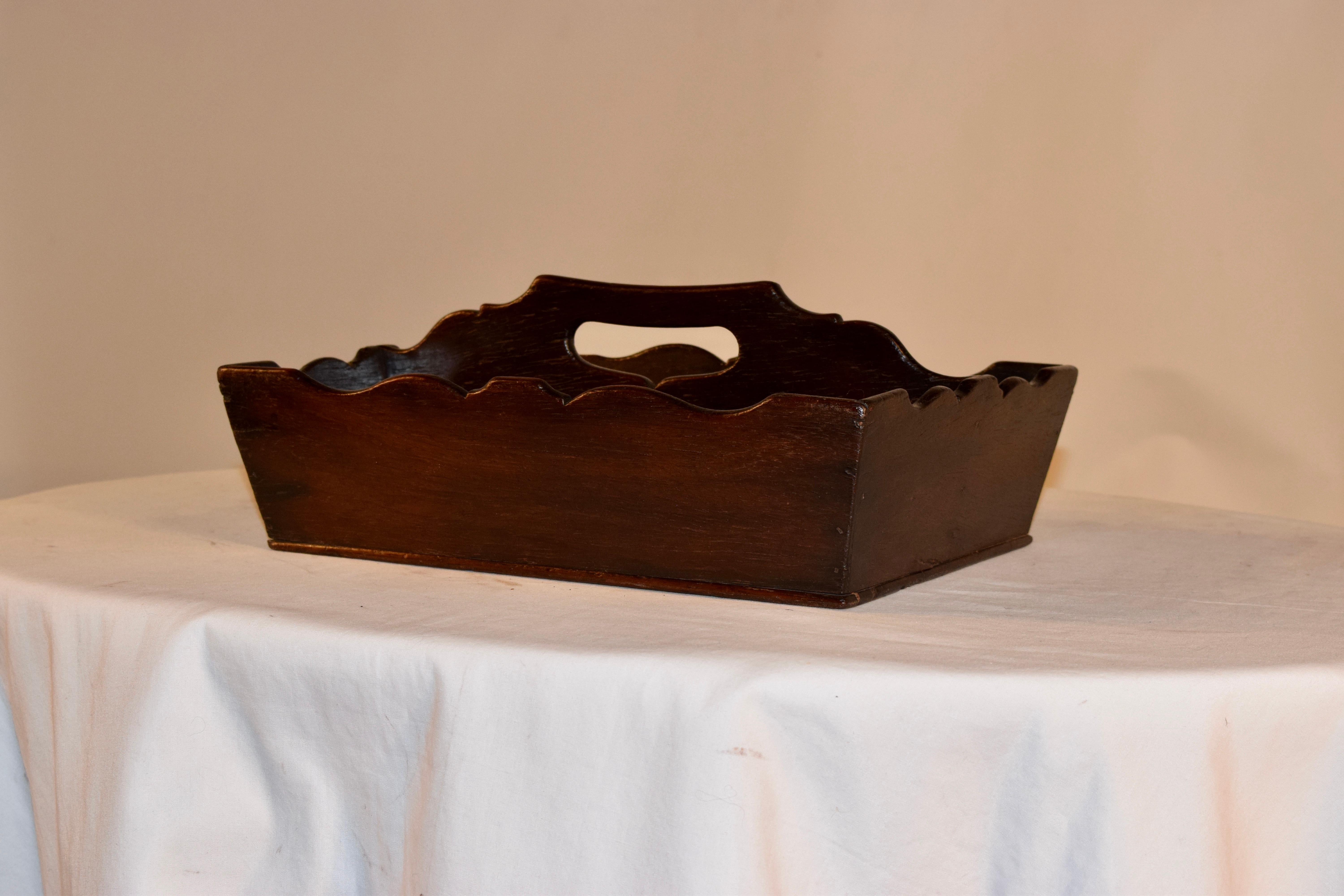 antique wooden tray with handles