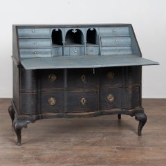 Early 19th Century Danish Black Painted Pine Secretary Bureau