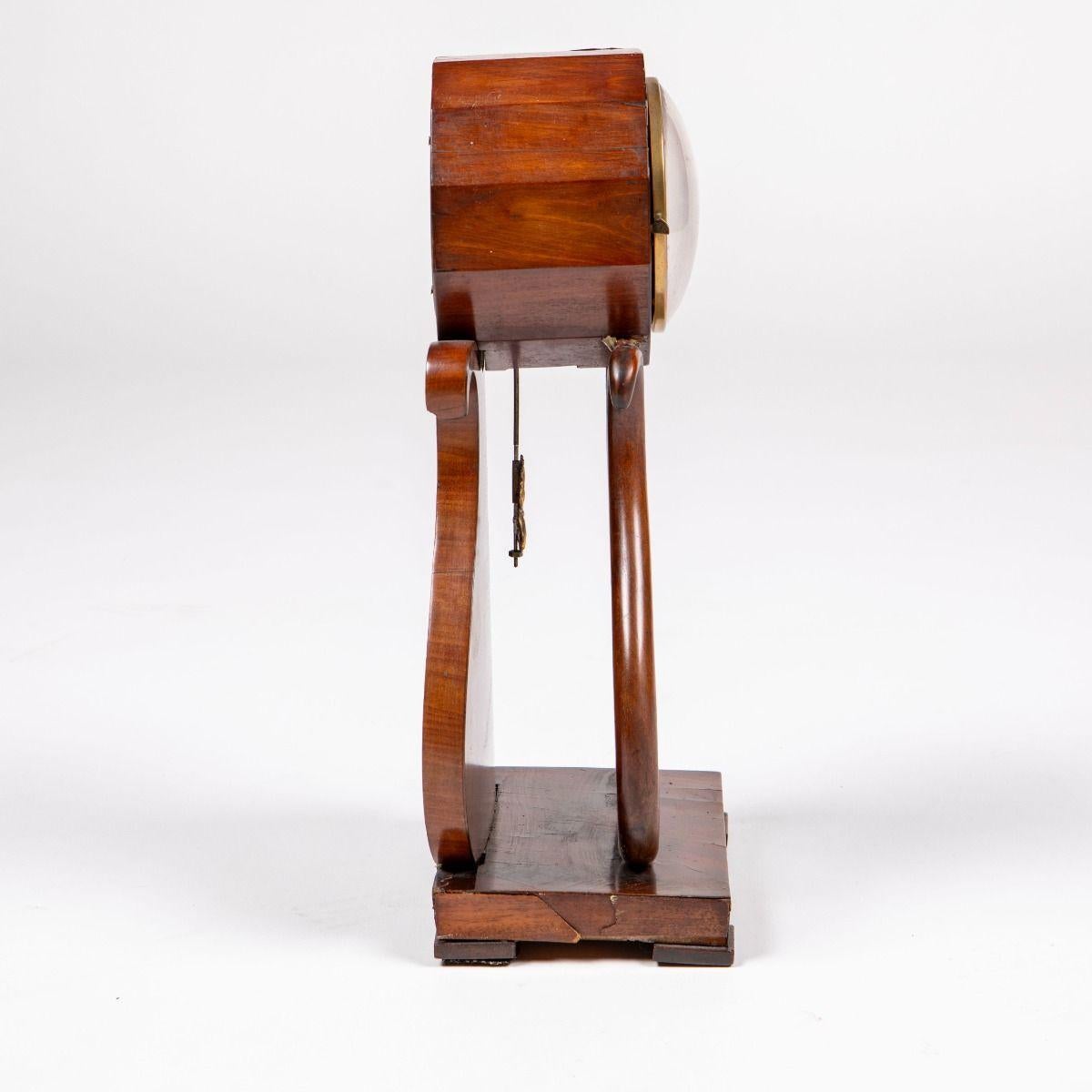 Metal Early 19th Century Danish Empire Console Clock in Mahogany For Sale