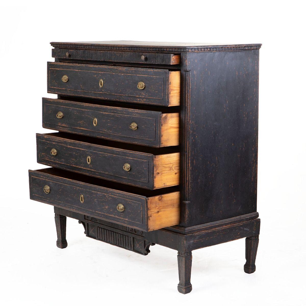 Painted Early 19th Century Danish Gustavian Chest of Drawers, 1803 For Sale