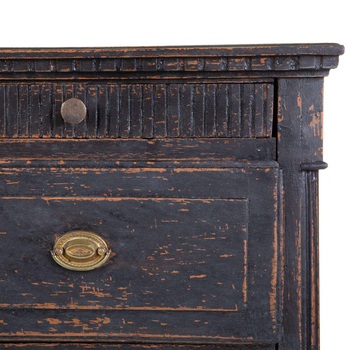 Brass Early 19th Century Danish Gustavian Chest of Drawers, 1803 For Sale