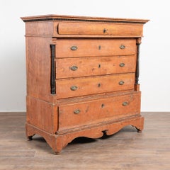 Early 19th Century Danish Original Painted Pine Chest of Five Drawers