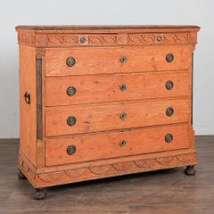 Early 19th Century Danish Pine Tall Chest of Six Drawers
