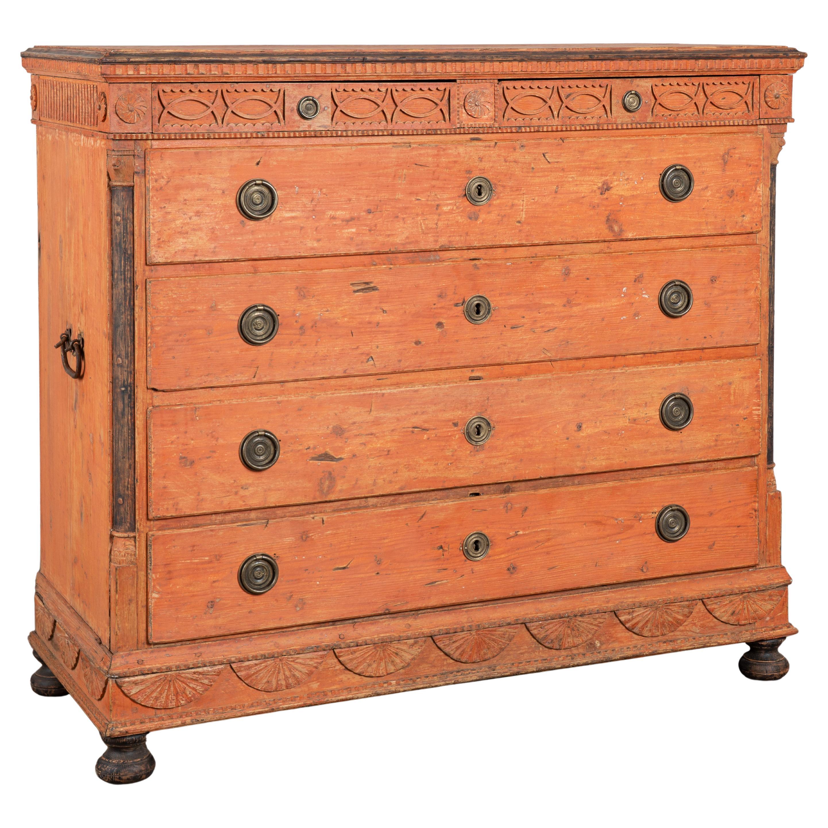 Early 19th Century Danish Pine Tall Chest of Six Drawers
