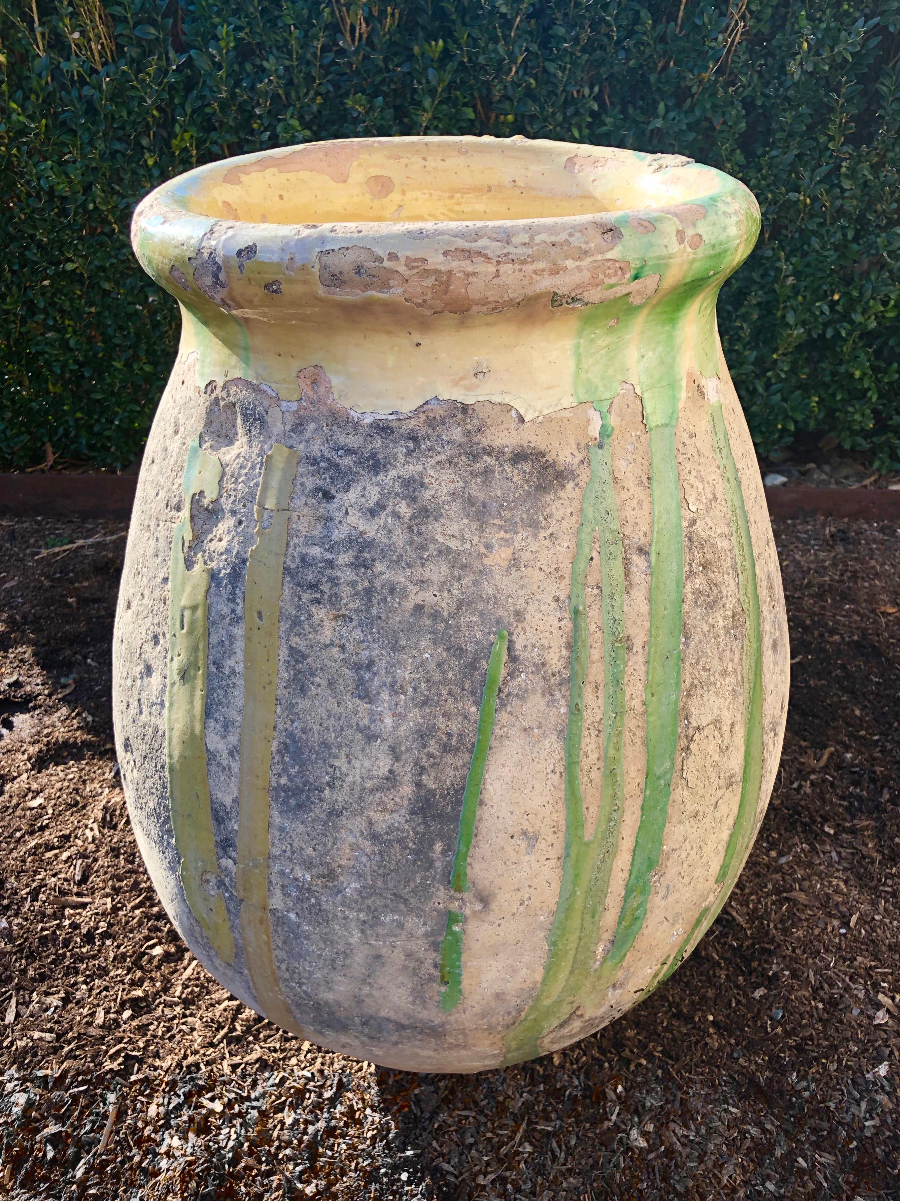 We love Biot Pots in all sizes and glazes and this little one is a rare beauty. Hand-thrown from terracotta in the early 19th century and from the Provençal town of Biot, famous since the 16th century for its jars to hold olive oil, this one has a