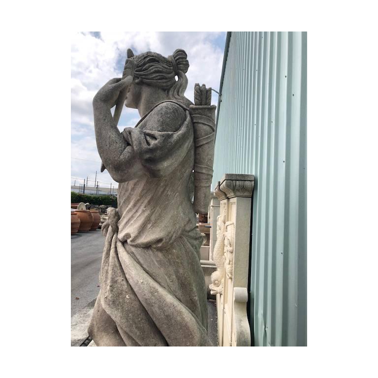 Early 19th Century Devine Diana Statue in Limestone from Italy at 1stDibs