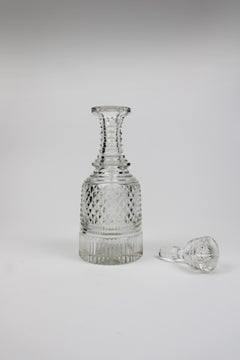 Early 19th century Diamond Cut small Crystal Decanter Handcut Voneche Belgium