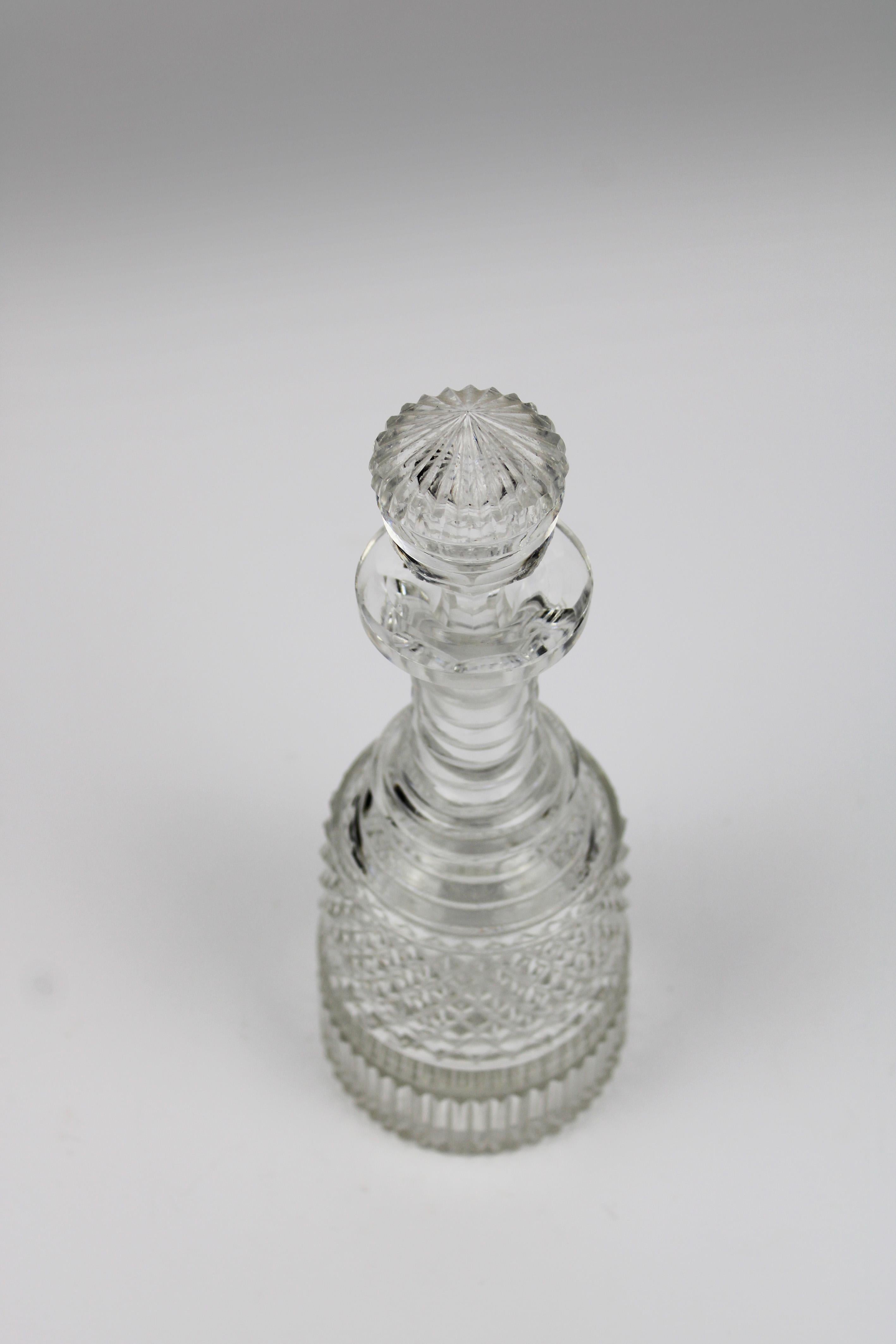 19th Century Early 19th century Diamond Cut small Crystal Decanter Handcut Voneche Belgium For Sale