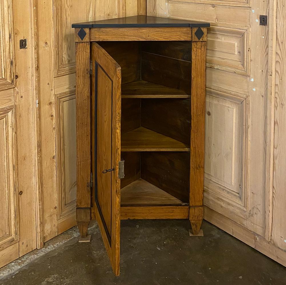 Early 19th Century Directoire Period Ebonized Corner Cabinet In Good Condition In Dallas, TX