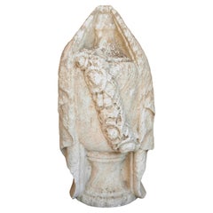 Early 19th Century Draped Urn in Carved and Weathered Marble