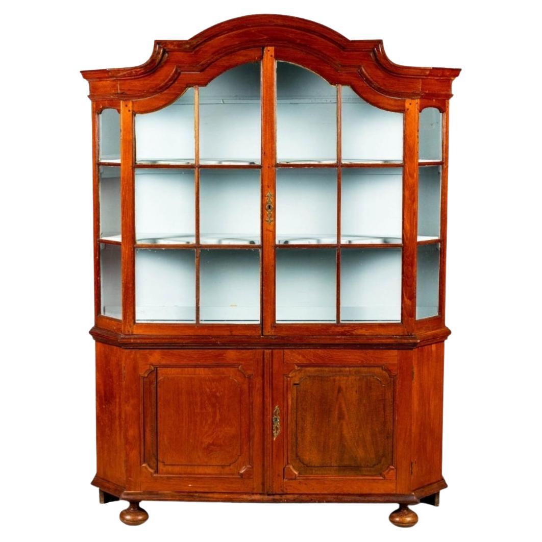 Early 19th Century, Dutch Baroque Style Cherry Cabinet with Glass Doors