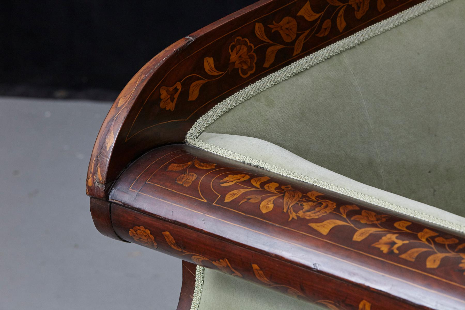 Early 19th Century Dutch Biedermeier Fruitwood Marquetry Sofa For Sale 5