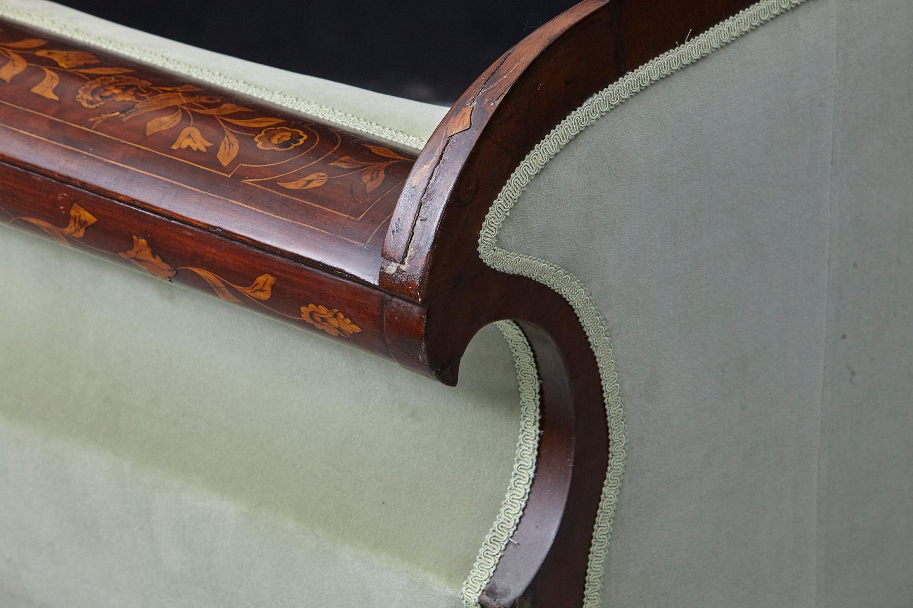 Early 19th Century Dutch Biedermeier Fruitwood Marquetry Sofa For Sale 11