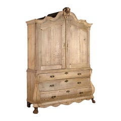 Early 19th Century Dutch Bleached Two Piece Oak Cabinet