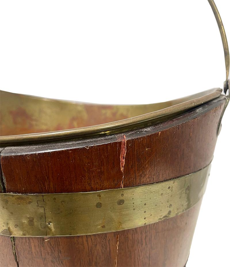 Brass Early 19th Century Dutch brass bound tea kettle bucket For Sale