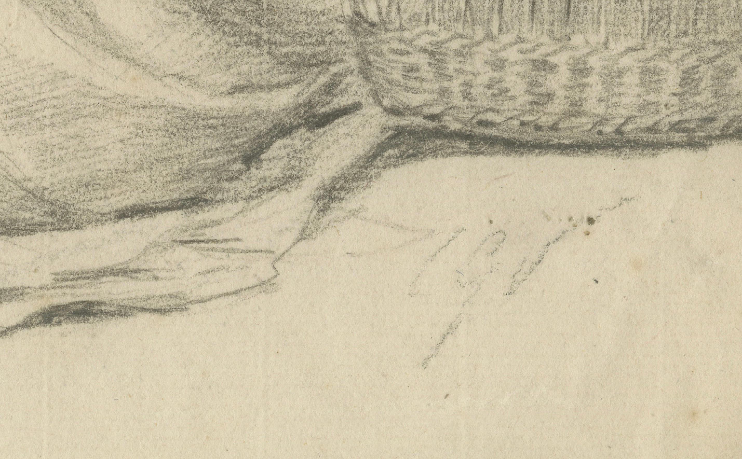 Néerlandais Dessin hollandais du début du XIXe siècle - Femme avec des enfants et des paniers, c.1805 en vente