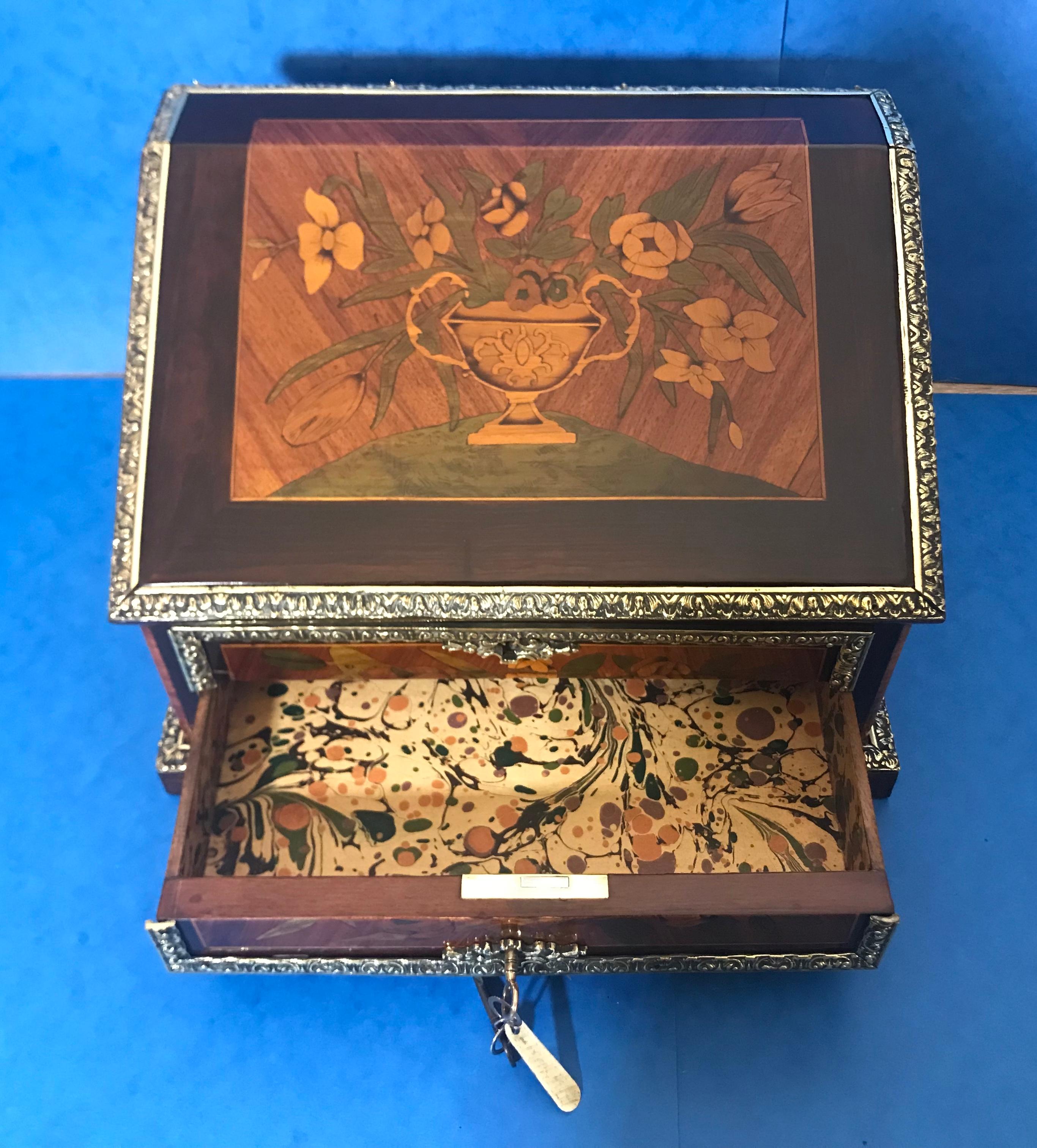 Early 19th Century Dutch Marquetry Miniature Bureau For Sale 9