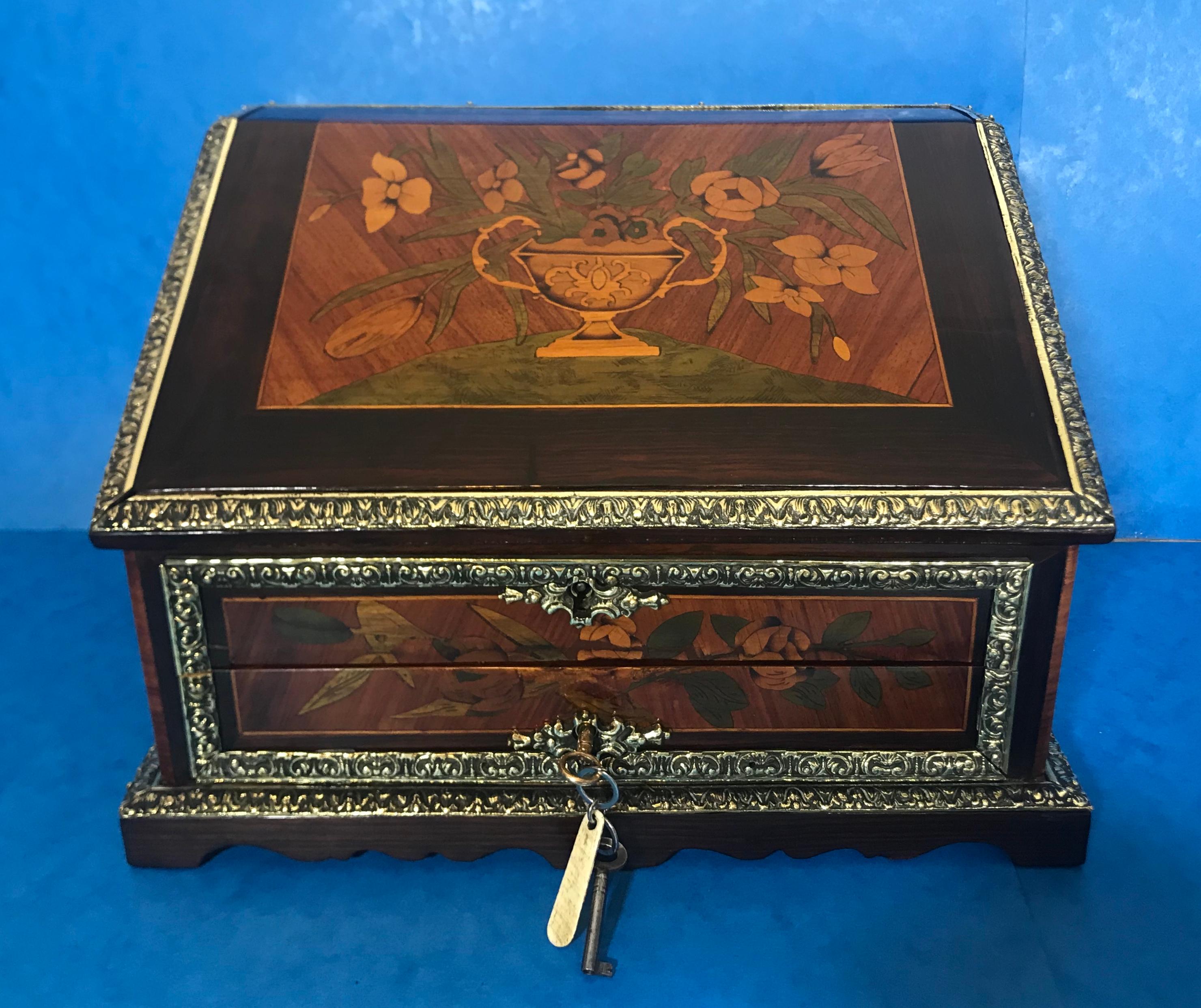 Other Early 19th Century Dutch Marquetry Miniature Bureau For Sale