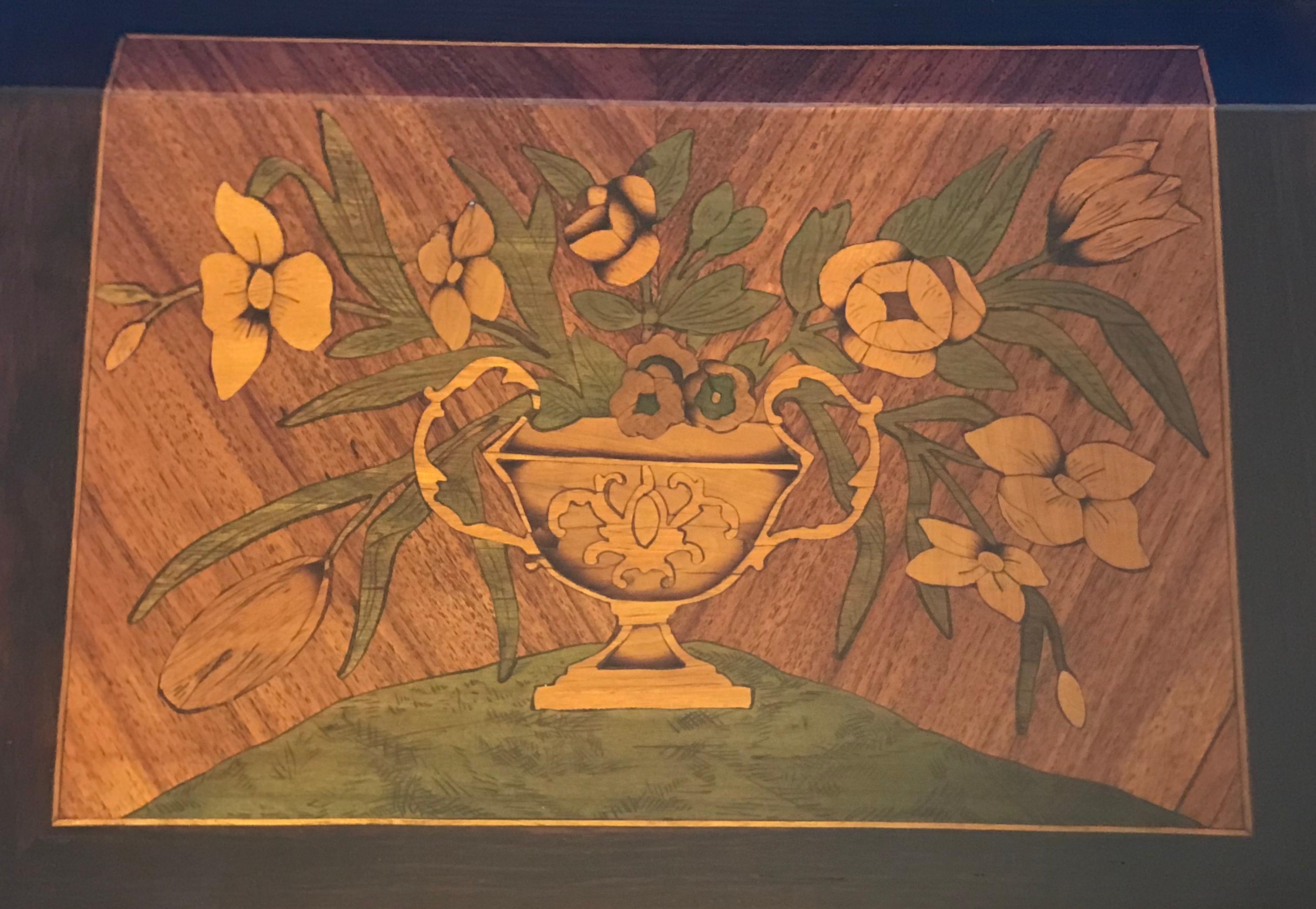 Rosewood Early 19th Century Dutch Marquetry Miniature Bureau For Sale