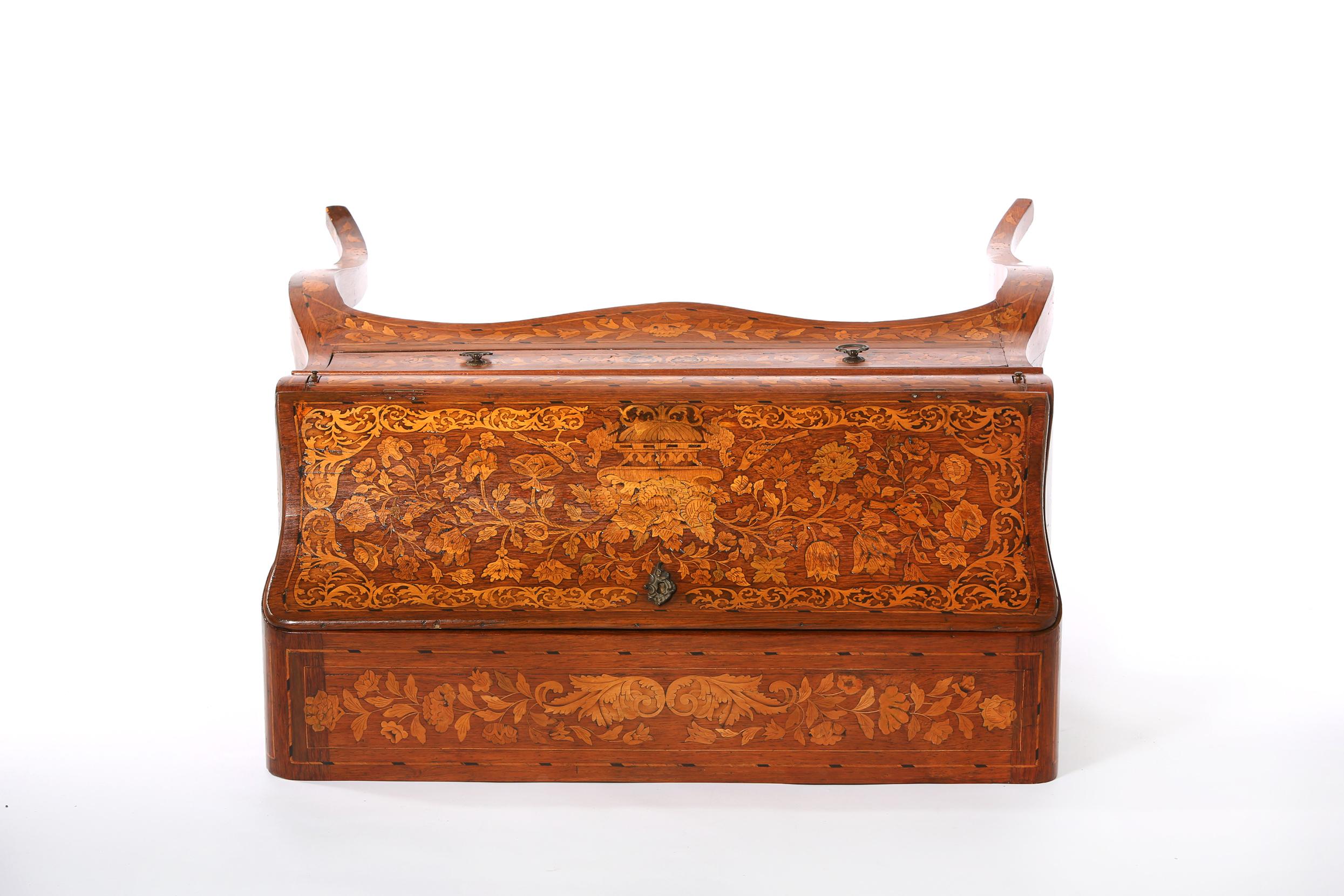 Wood Early 19th Century Dutch Marquetry Slant Desk