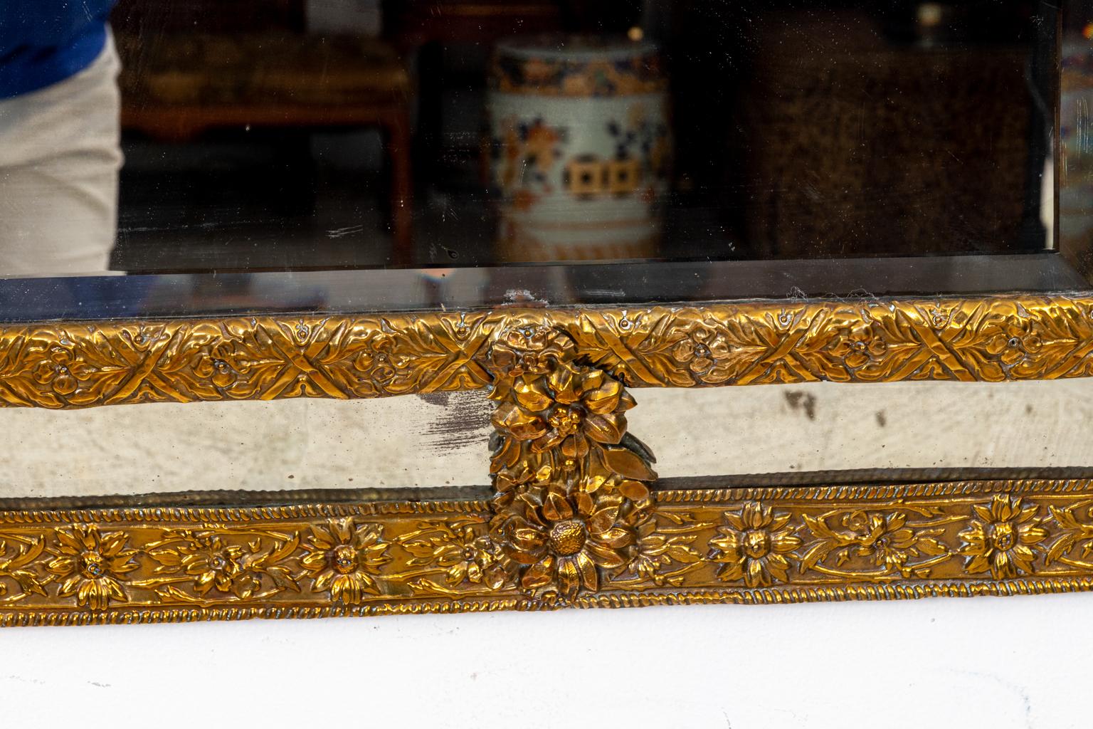 Repoussé Early 19th Century Dutch Repousse Mirror For Sale