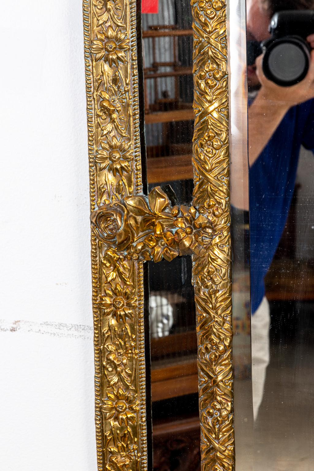 Metal Early 19th Century Dutch Repousse Mirror For Sale