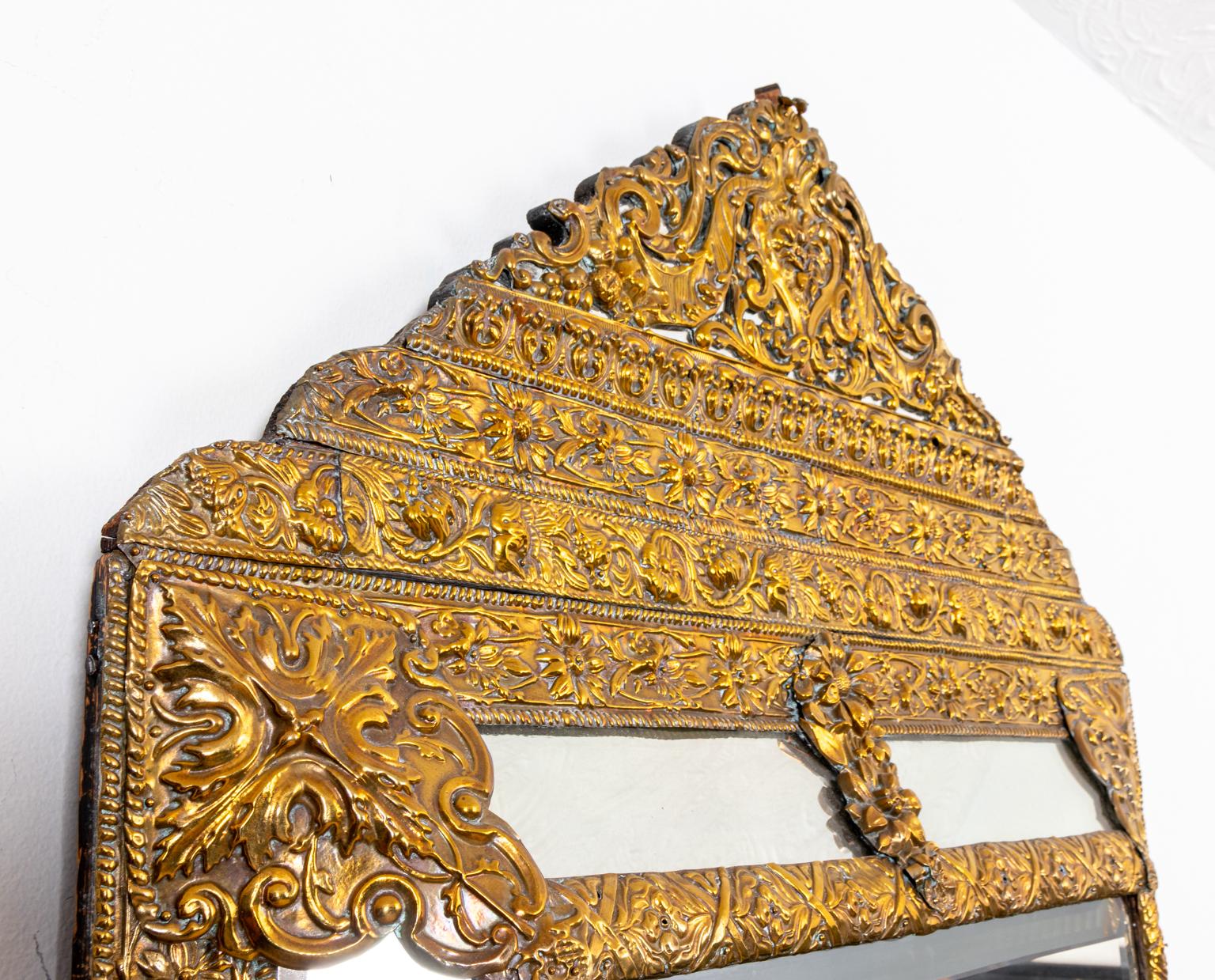 Early 19th Century Dutch Repousse Mirror For Sale 1