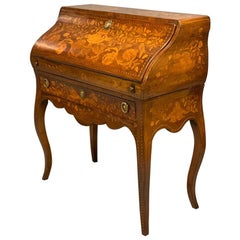 Early 19th Century Dutch Walnut Marquetry and Inlaid Bureau