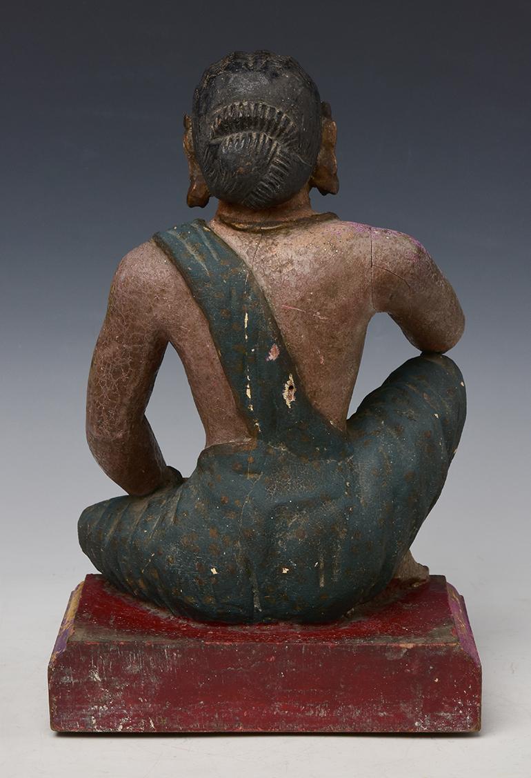 Early 19th Century, Early Mandalay, Antique Burmese Wooden Seated Lady For Sale 6