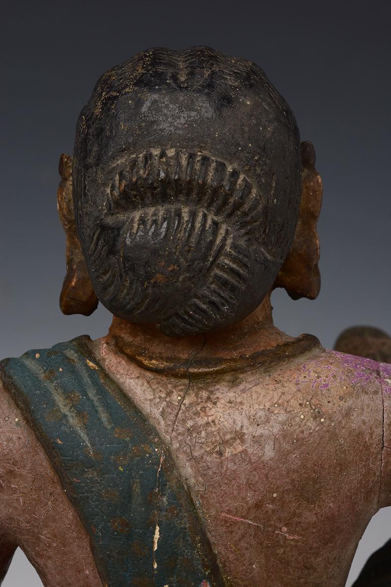 Early 19th Century, Early Mandalay, Antique Burmese Wooden Seated Lady For Sale 7