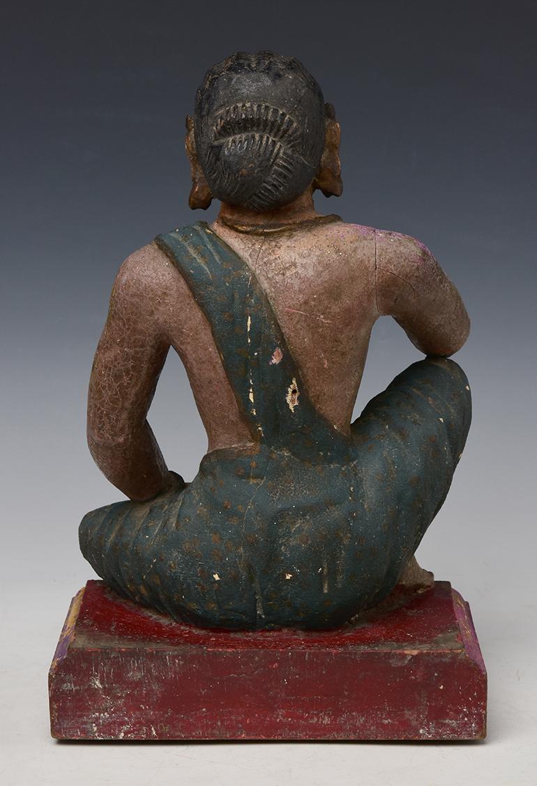 Early 19th Century, Early Mandalay, Antique Burmese Wooden Seated Lady For Sale 5