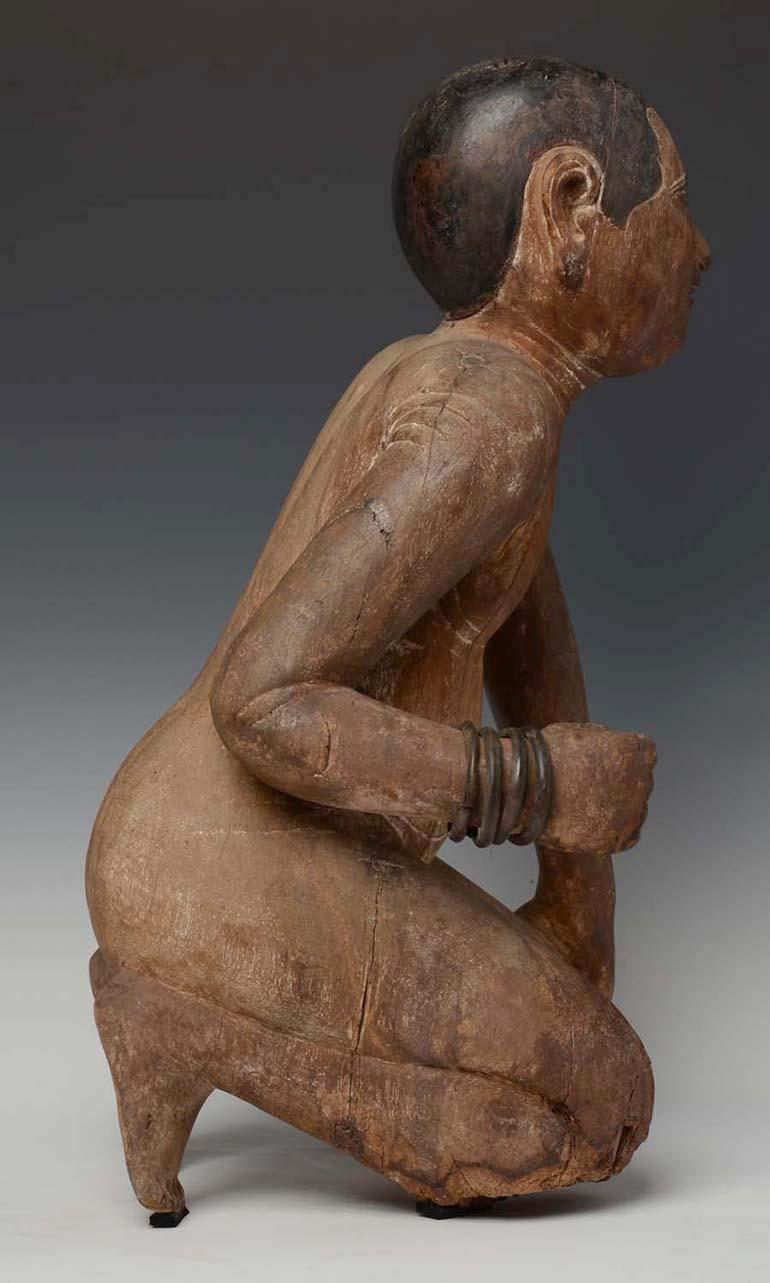Early 19th Century, Early Mandalay, Antique Burmese Wooden Sitting Figure For Sale 7
