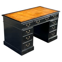 Antique Early 19th Century Ebonised Pedestal Desk