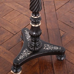 Early 19th Century Ebonized and Abalone Tilt-Top Games Table