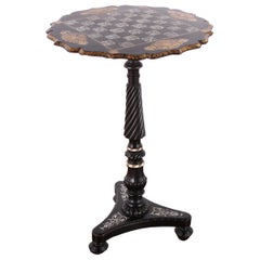 Early 19th Century Ebonized and Abalone Tilt-Top Games Table