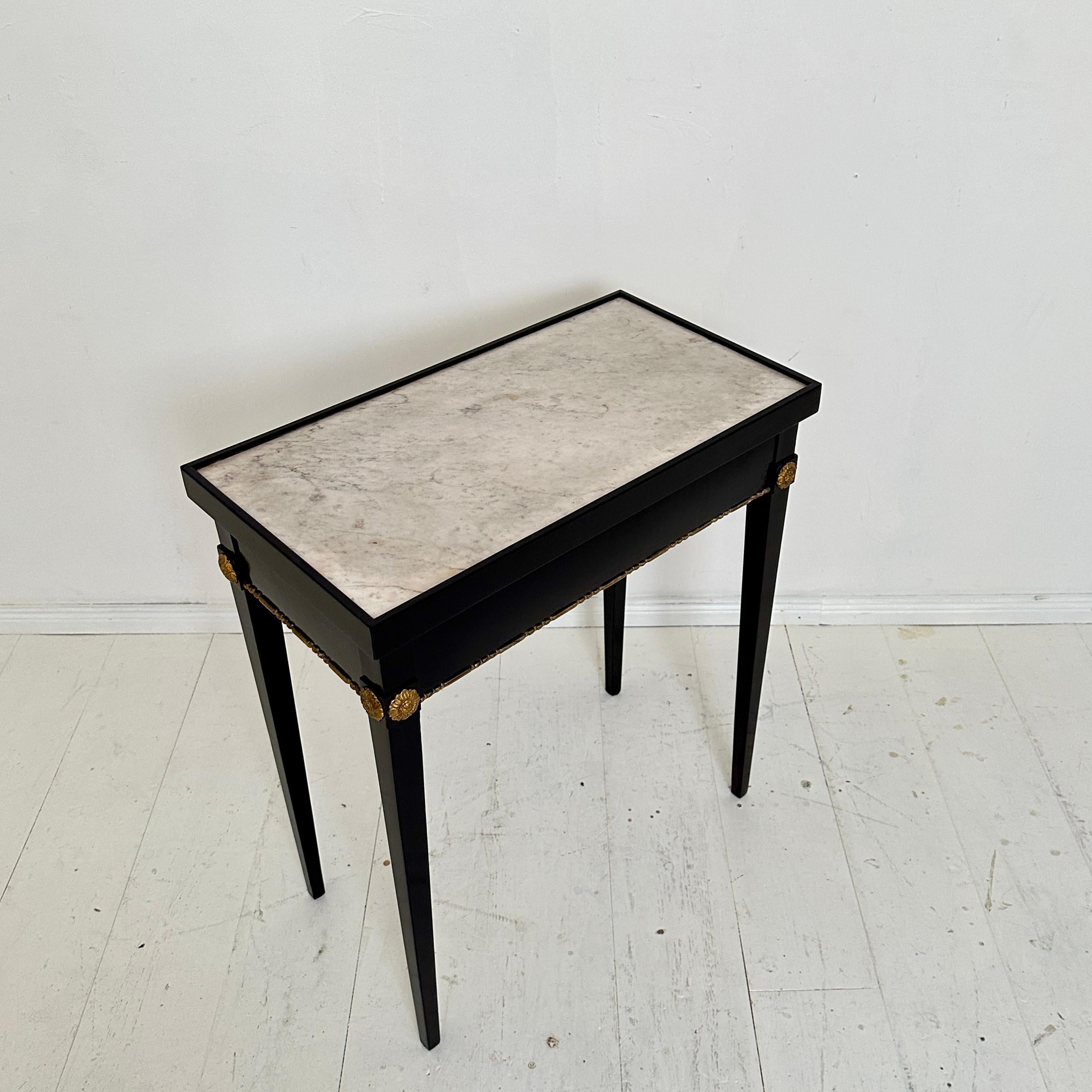 Early 19th Century Ebonized Empire Console Table with White Marble Top, 1808 For Sale 6