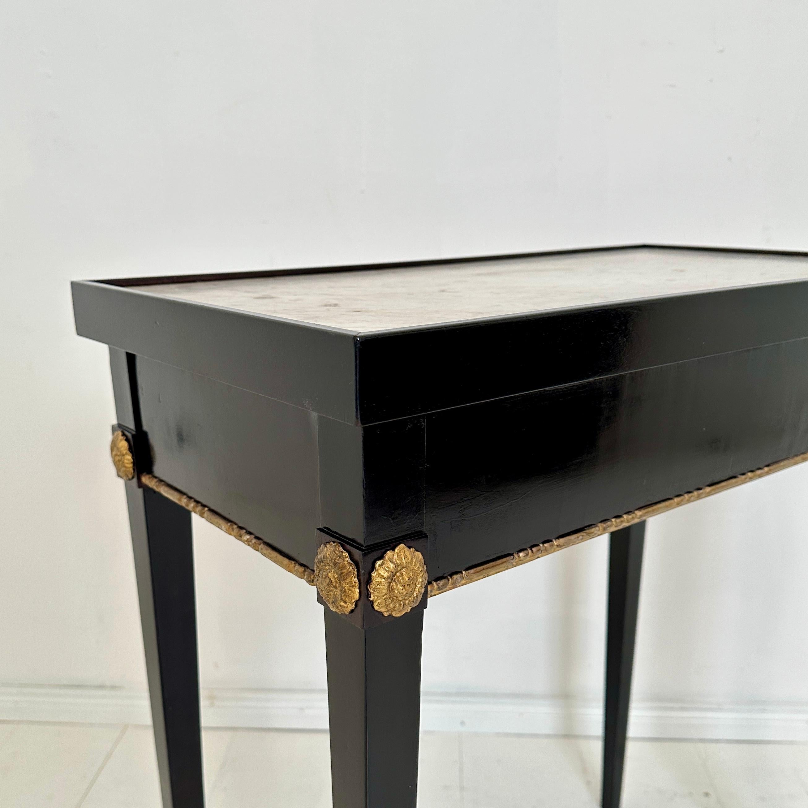 Early 19th Century Ebonized Empire Console Table with White Marble Top, 1808 For Sale 7