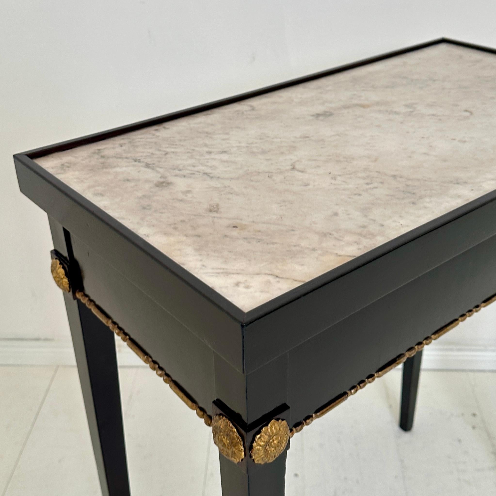 Early 19th Century Ebonized Empire Console Table with White Marble Top, 1808 For Sale 8