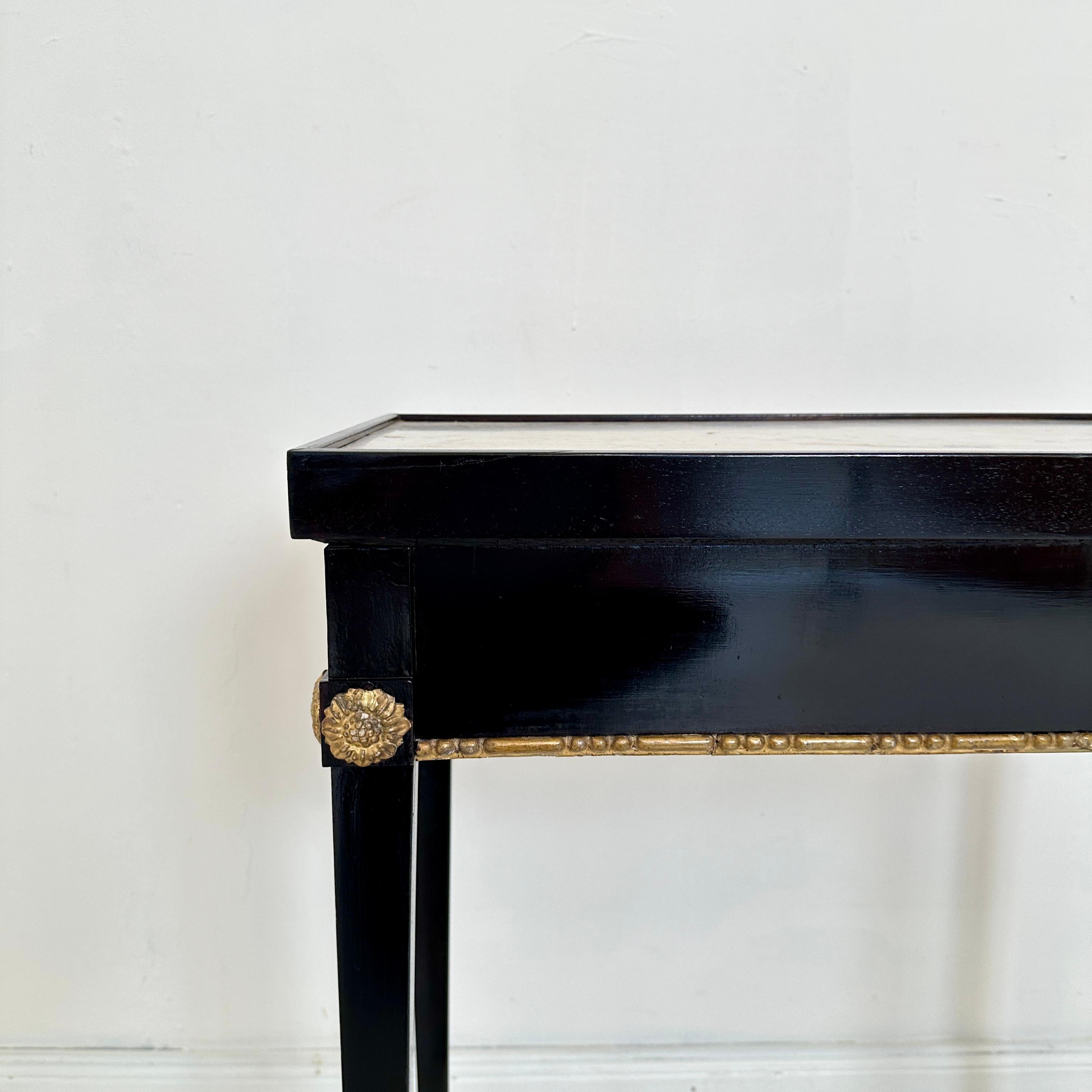 Early 19th Century Ebonized Empire Console Table with White Marble Top, 1808 For Sale 1