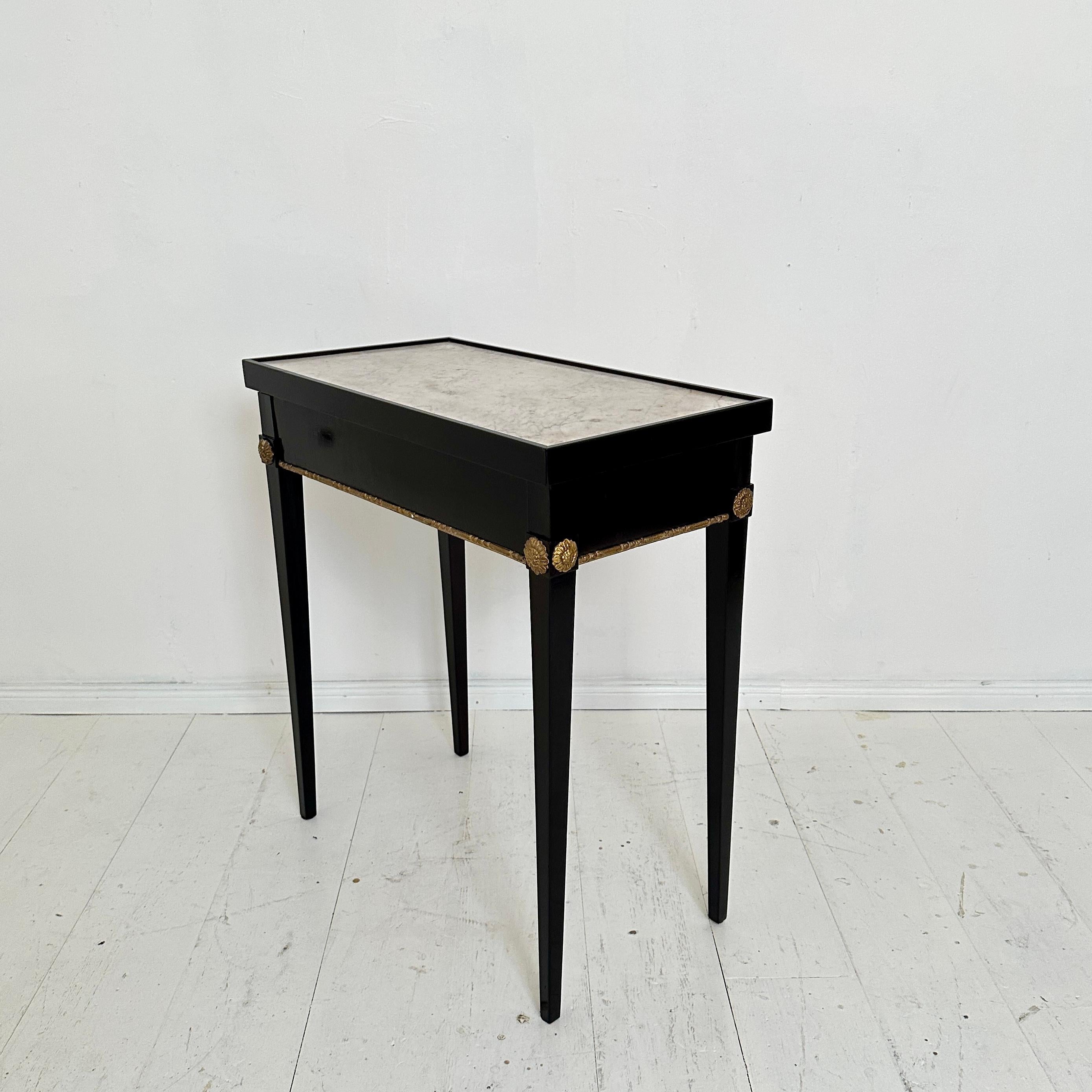Early 19th Century Ebonized Empire Console Table with White Marble Top, 1808 For Sale 2