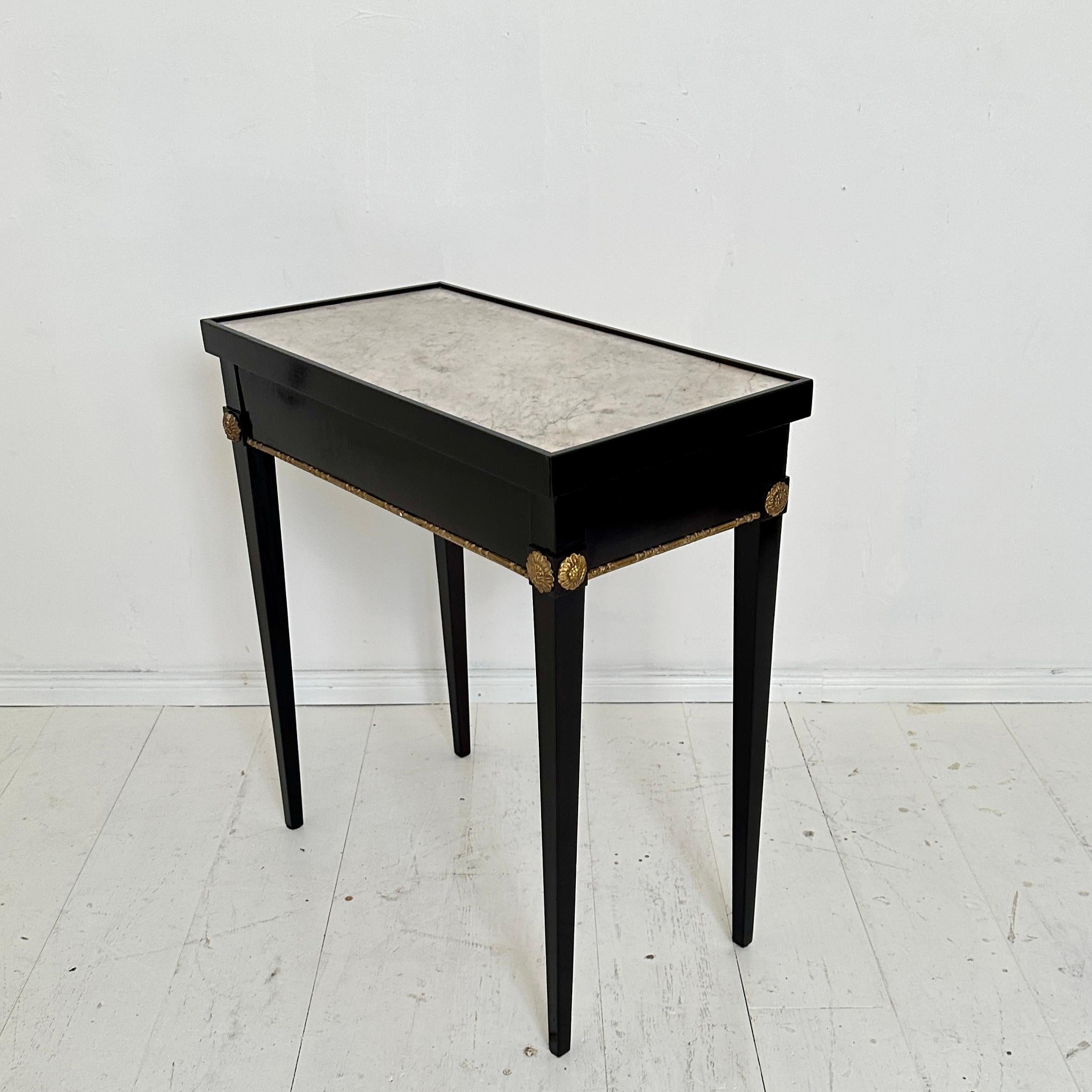 Early 19th Century Ebonized Empire Console Table with White Marble Top, 1808 For Sale 3