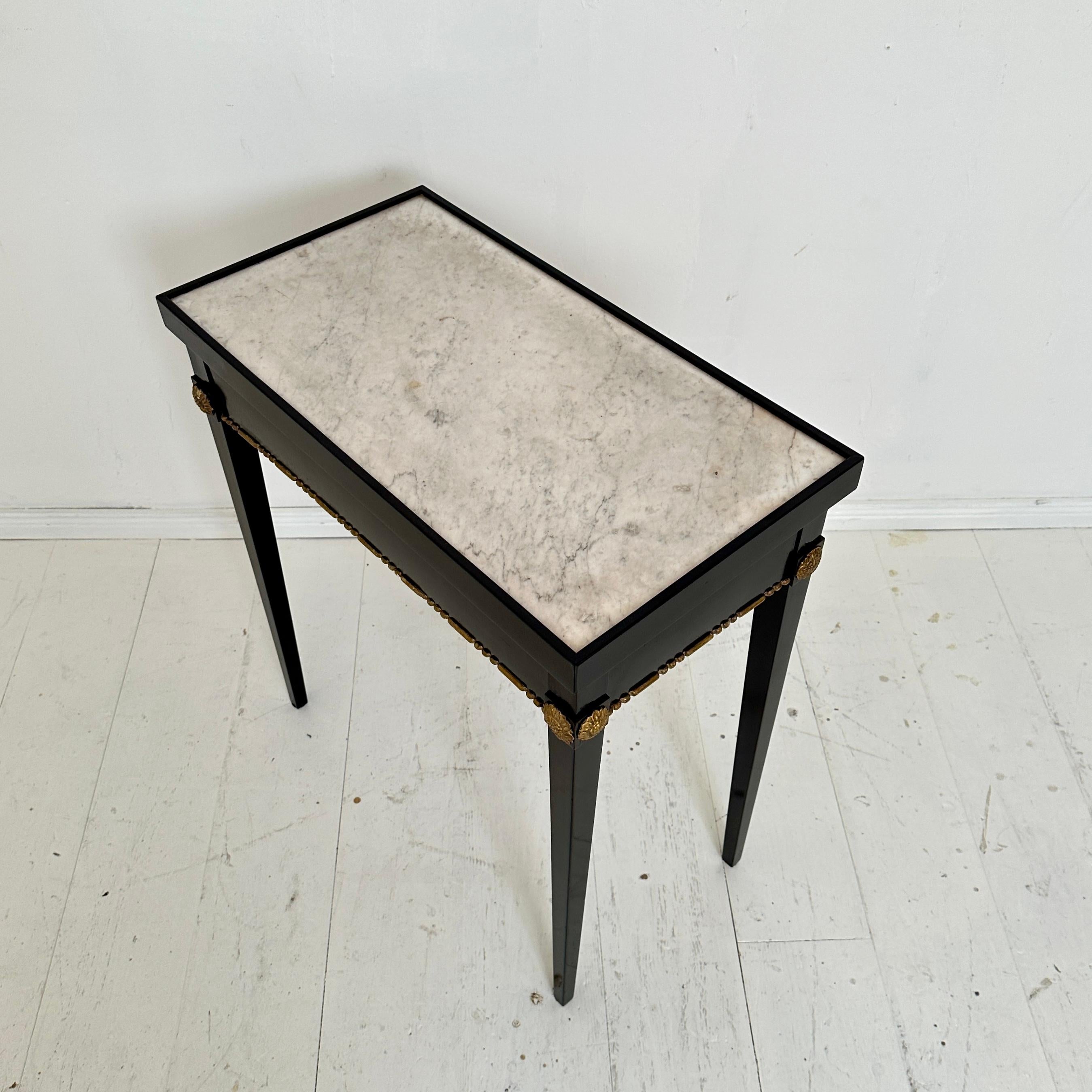 Early 19th Century Ebonized Empire Console Table with White Marble Top, 1808 For Sale 4