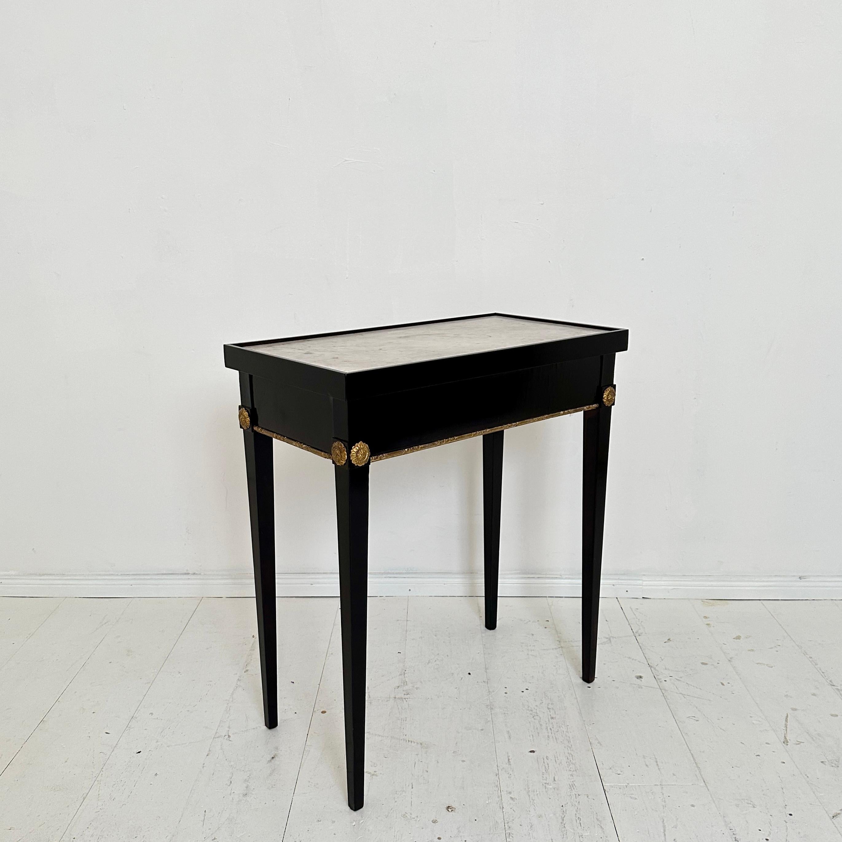Early 19th Century Ebonized Empire Console Table with White Marble Top, 1808 For Sale 5