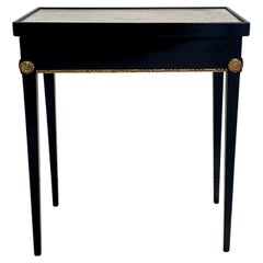 Mesa consola imperio ebonizada de principios del siglo XIX con tapa de mármol blanco, 1808