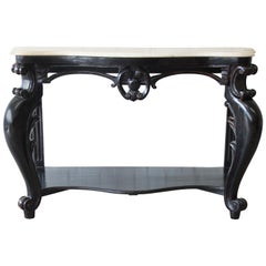 Early 19th Century Ebonized French Marble-Top Console Table