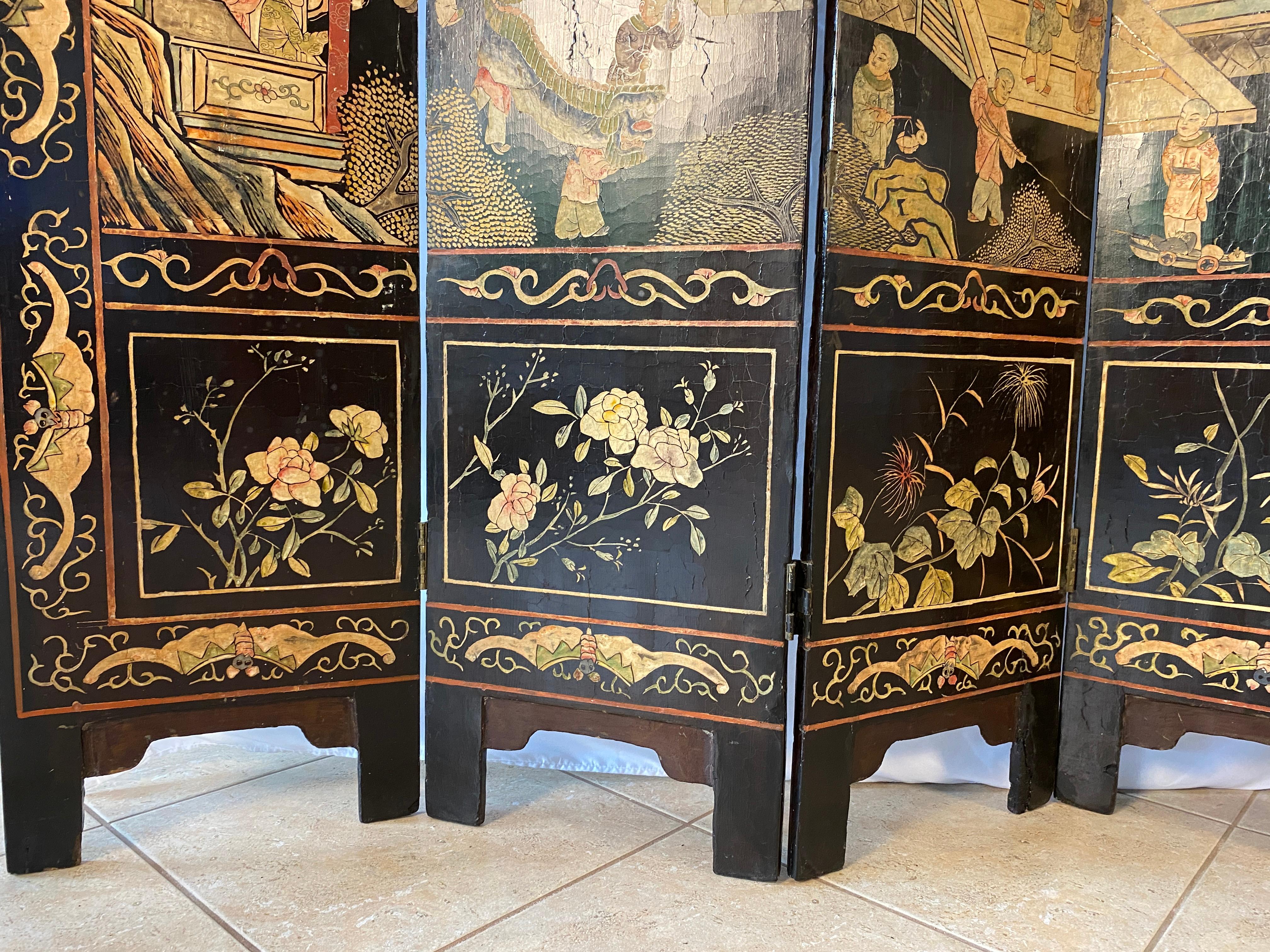 Chinesischer Coromandel-Raumteiler mit acht Tafeln aus dem frühen 19. Jahrhundert im Angebot 4