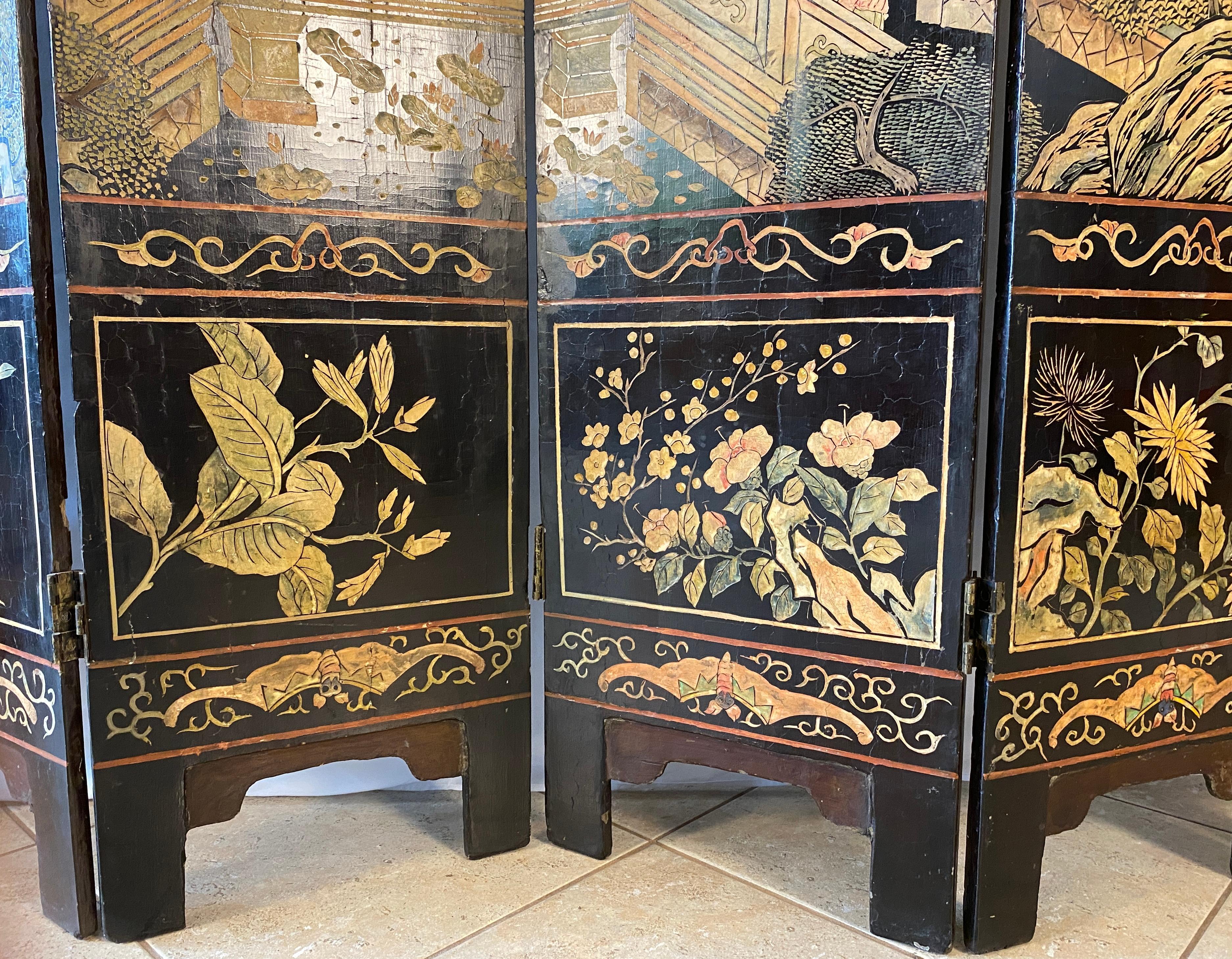 Early 19th Century Coromandel Eight Panel Chinese Screen For Sale 2