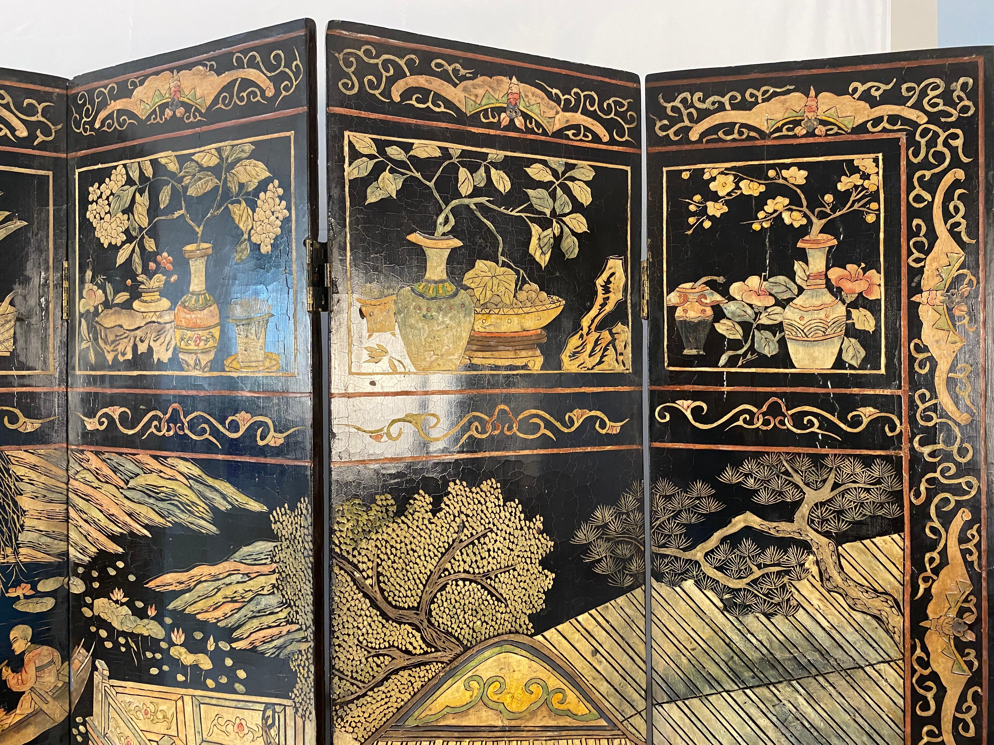 Early 19th Century Coromandel Eight Panel Chinese Screen For Sale 3